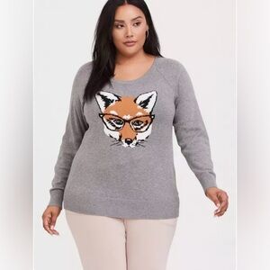 Torrid Fox Raglan Sweater - Heather Grey